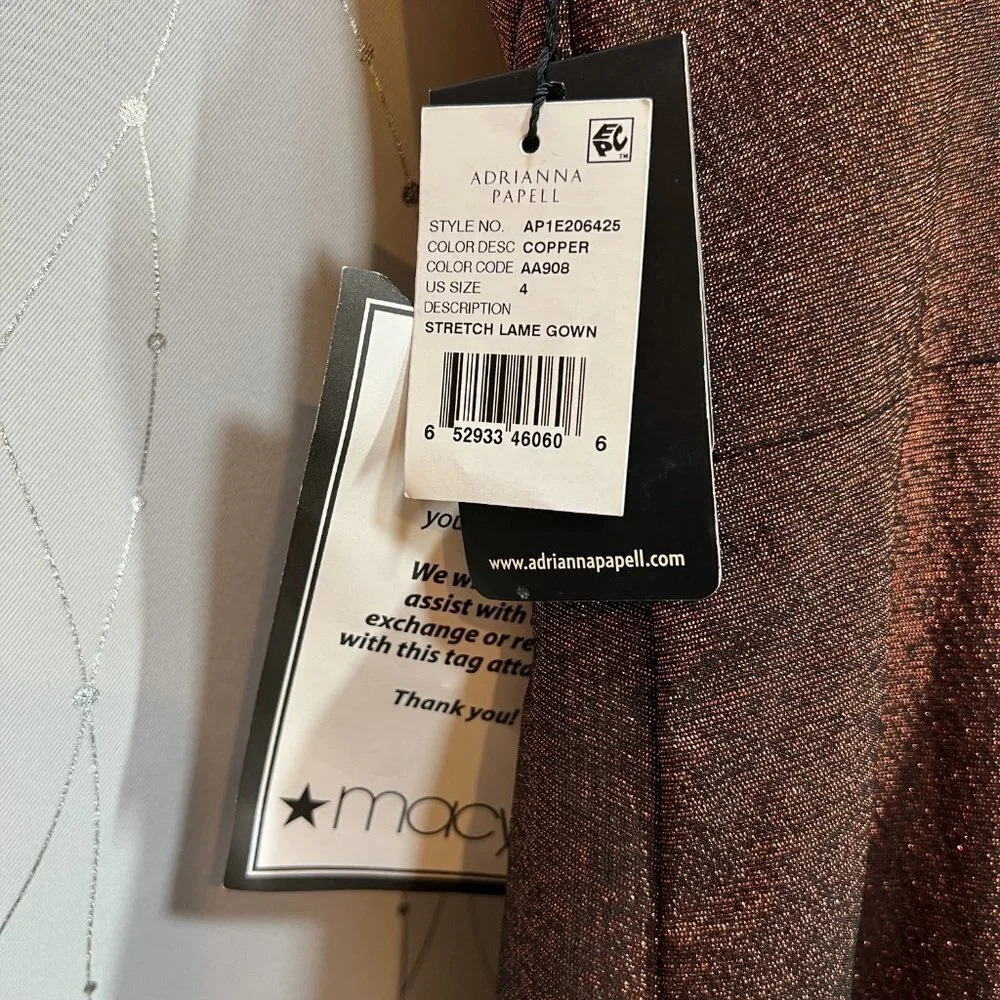 NWT Adrianna Papell Copper Shimmering Strapless Formal Gown $225 - Picture 8 of 10